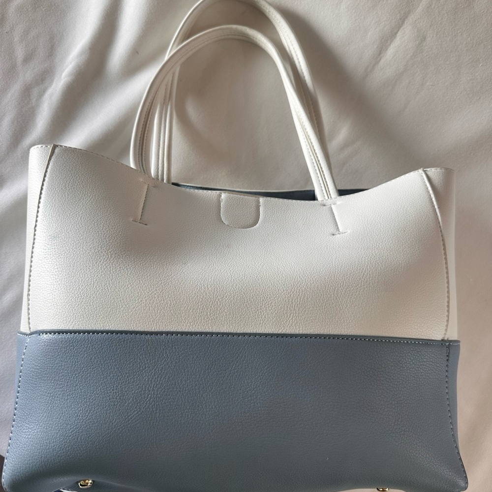 Chic Two-Tone White and Blue Shoulder Bag
